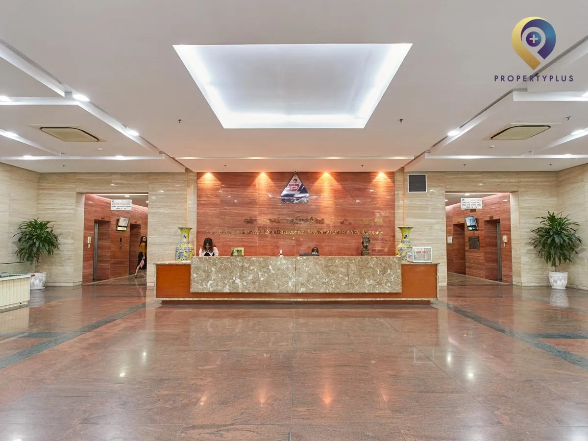 Reception desk area inside Sudico Tower with modern interior design - hình ảnh từ Property Plus